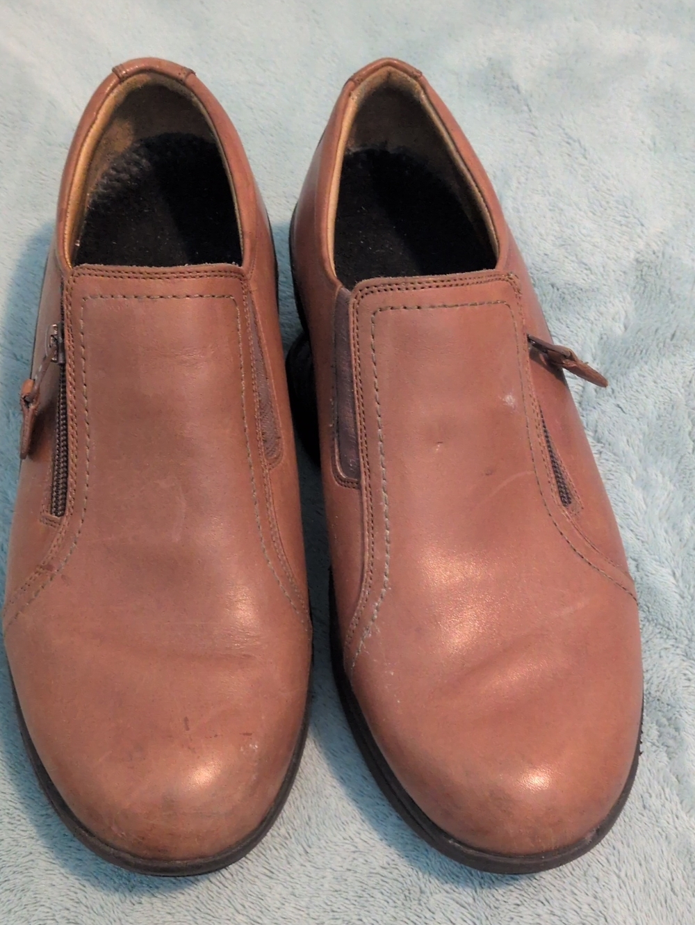Womens Brown Slip-On Leather Comfort Z Coil Shoes - Picture 4 of 4